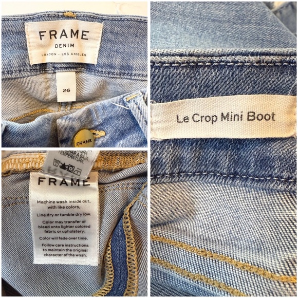 FRAME Denim Size 26 Le Crop Mini Boot Fox Blue Jeans Mid Rise Frayed Hi Lo Hem - Picture 9 of 16